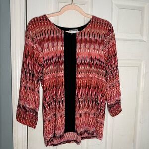 BonWorth Pink Black Patterned Open Front Tunic